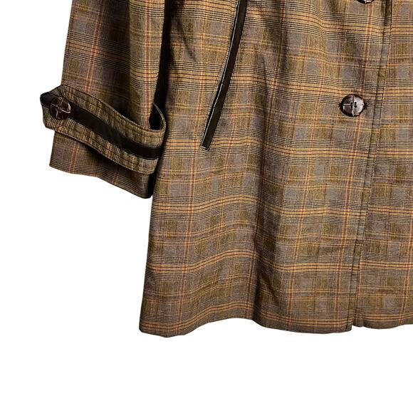 Versailles Brown Plaid Trenchcoat Long Blazer Classic Corporate ‎ 6 (2994) - Picture 2 of 7